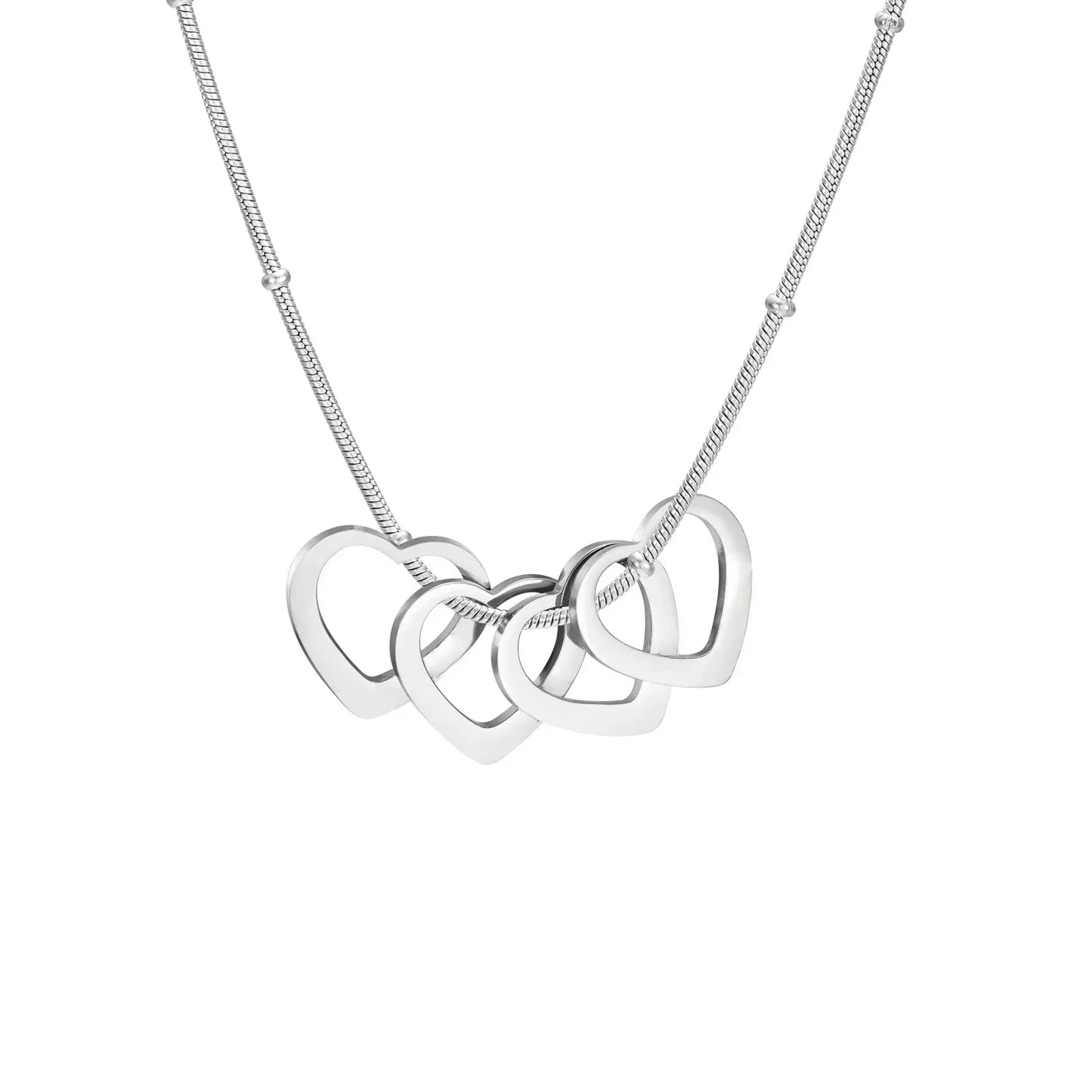 Family Name Necklace With 1-4 Hearts for Mother Custom Mother's Day and Valentine's Day Gift
