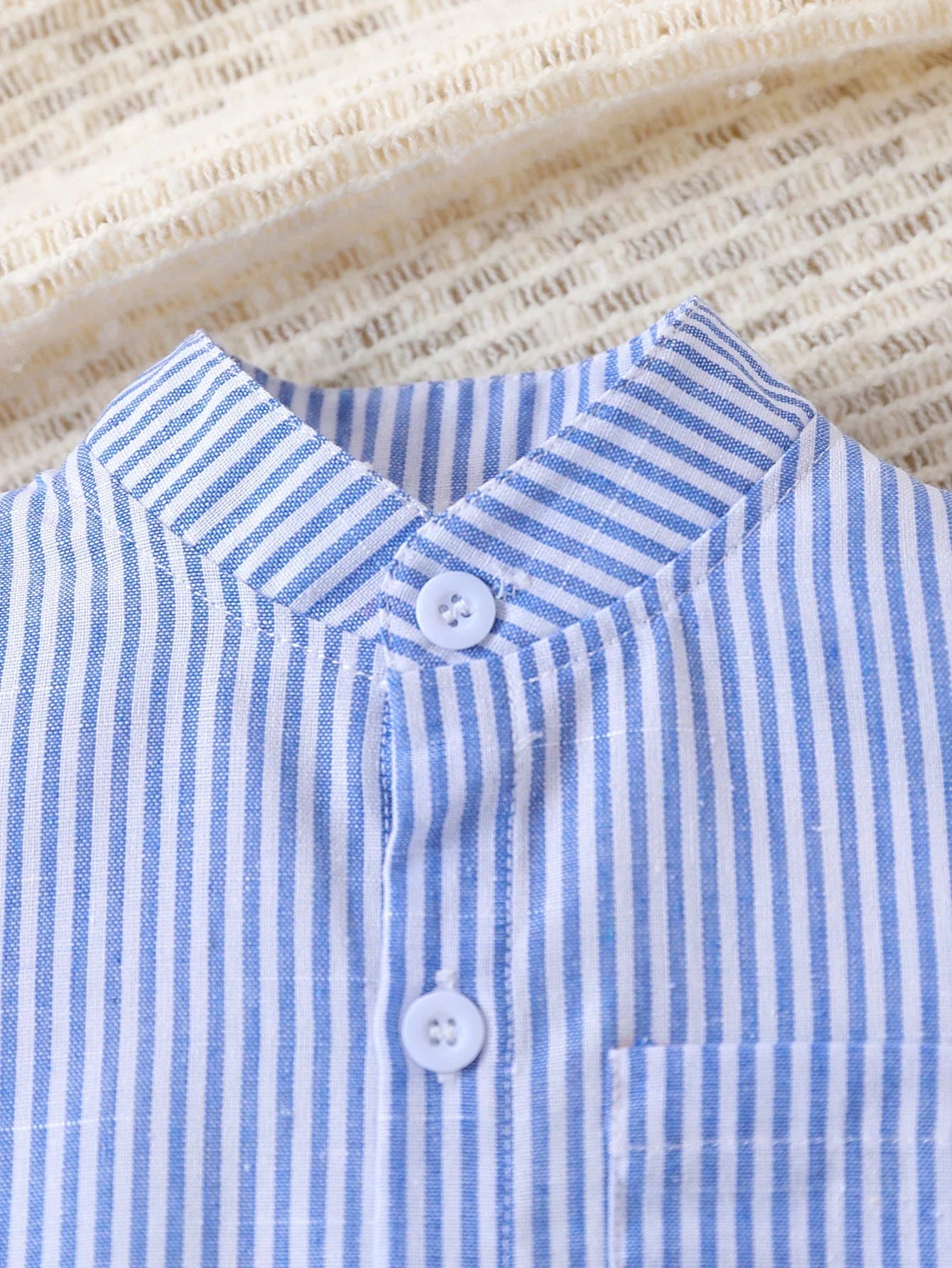 2-piece set of fashionable casual striped short sleeved shirt and breathable practical shorts for baby boys, summer