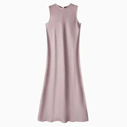 spring summer elegance satin dress + knitted top match set maxi floor length woman clothes