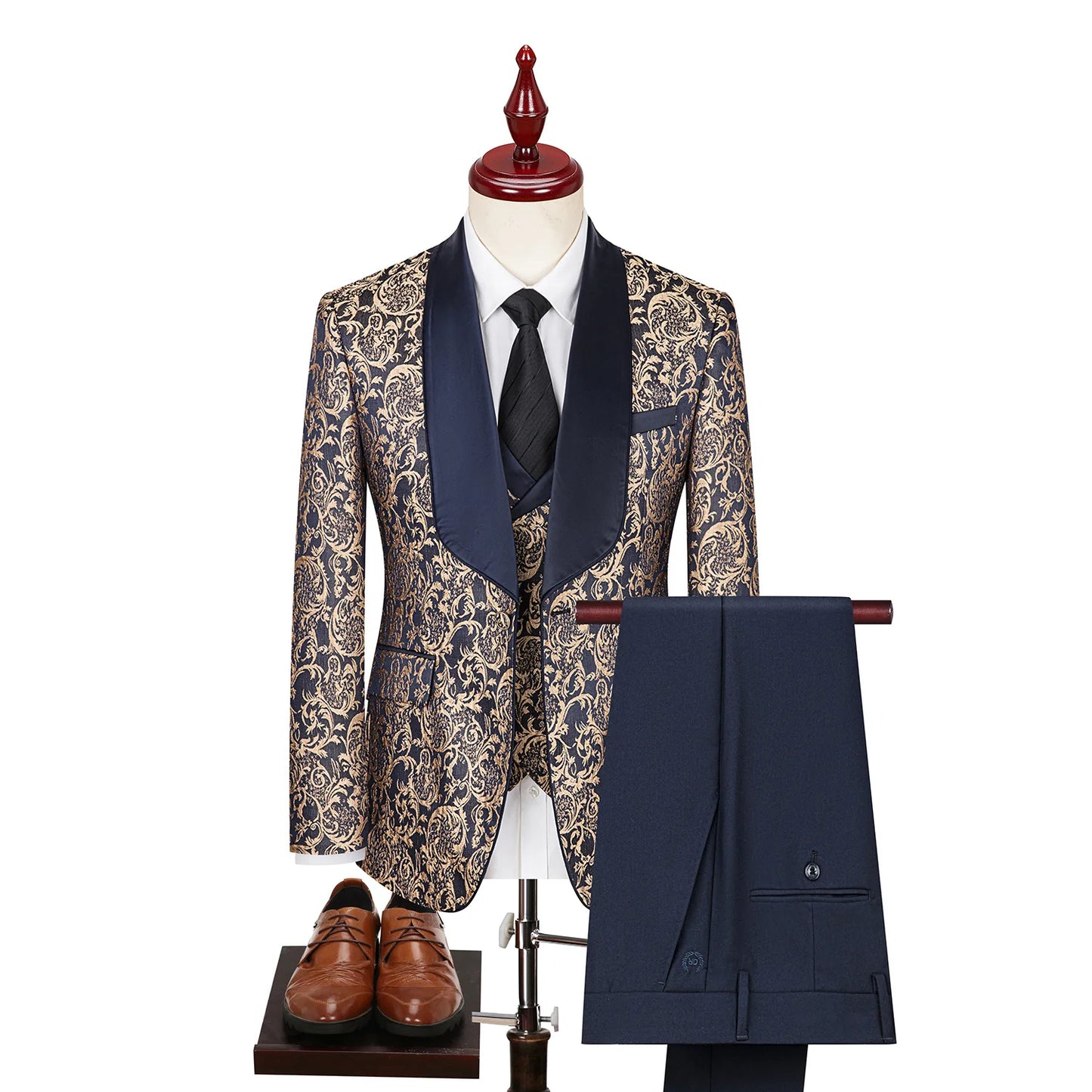 2025 New Large-Sized Jacquard Men's Suit for Wedding Dress, Groom's Suit Set, Host's Performance Costume