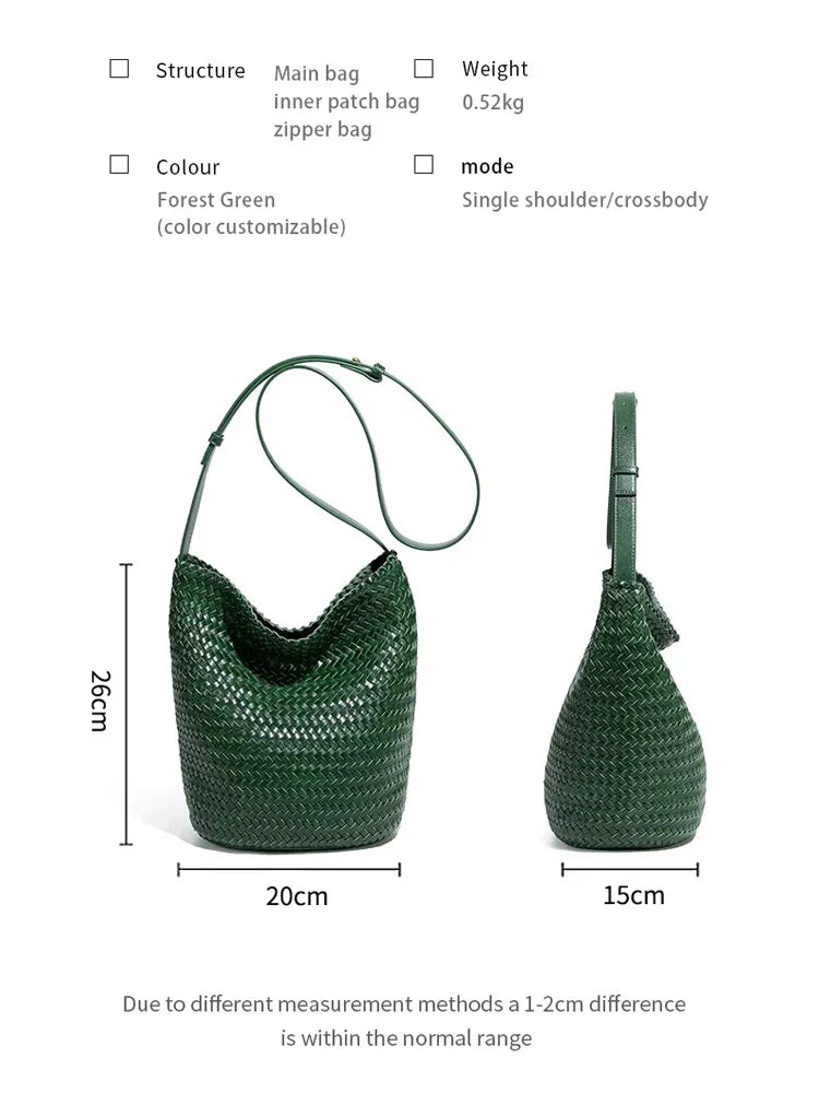 luxury woman handbagNew high end Hand-woven genuine leather women's bag large capacity shoulder tote bag underarm bag bucket bag