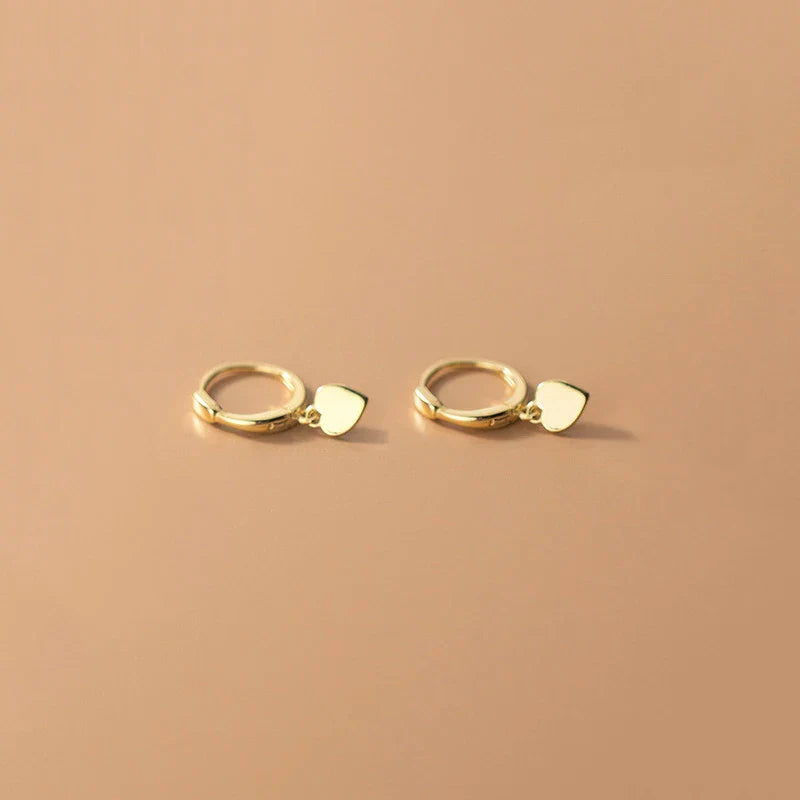925 Sterling Silver INS Minimalism Sweet Love Heart CZ Zircon Hoop Earrings For Women Girl Small Ear Buckle Jewelry Gift