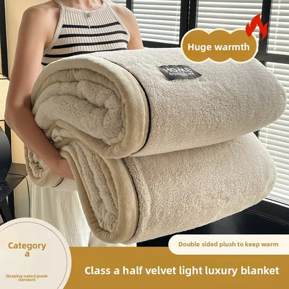 2025 New Comfortable Cotton Velvet Thickened Warm Coral Velvet Blanket Milk Velvet Long Velvet Light Luxury Blanket
