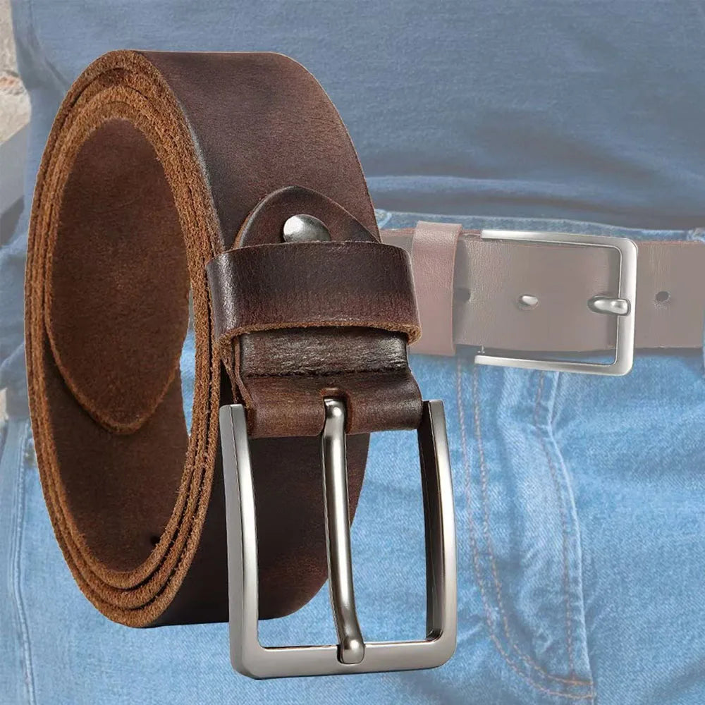 Antique High-quality Metal Needle Buckle High-quality Top Layer Cowhide Men's Casual Belt with Multiple Colors To Choose