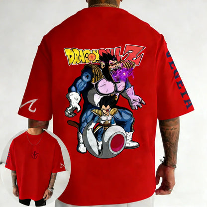Anime Oversized Cotton T-shirt Summer New Vegeta Printed Men's and Women's Street Hip Hop Loose Casual Top