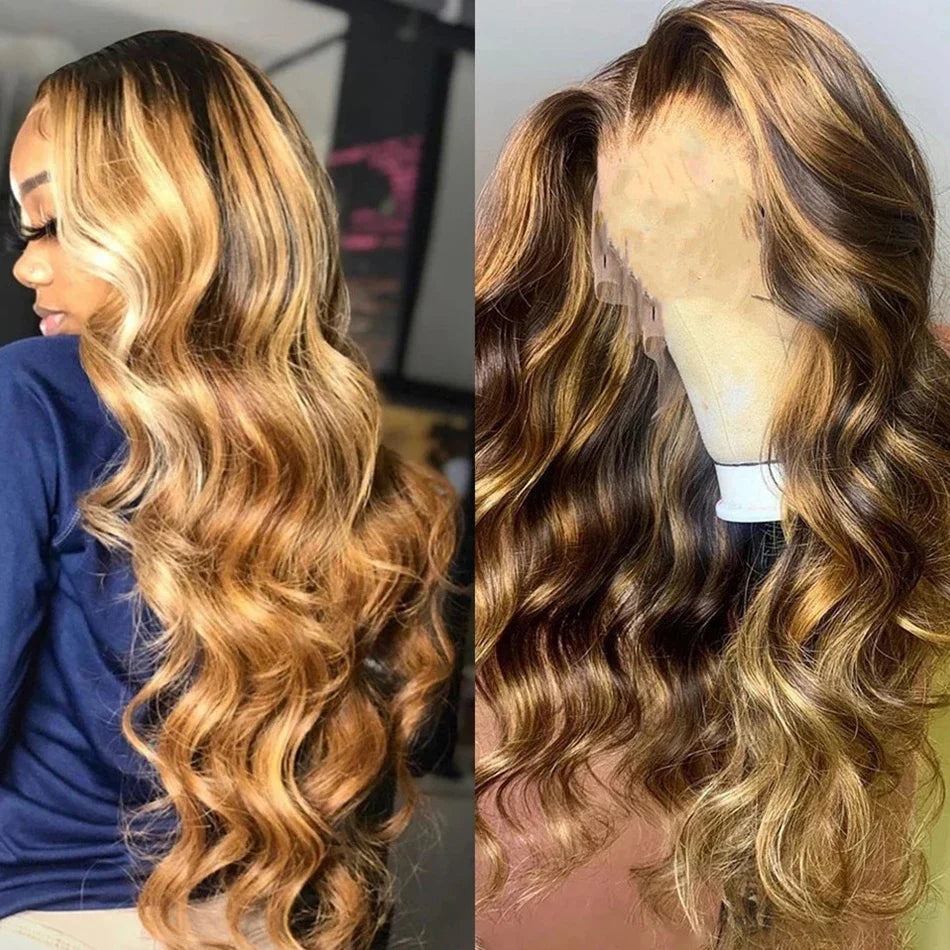 Highlight Wig 100% Human Hair 13x6 Hd Lace Frontal Wig Honey Blonde Lace Front Wigs human Hair Body Wave 4x4 5x5 Closure Wig