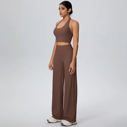 2Pieces Breathable Summer Workout Top Pants Yoga Set Yoga Underwear With Chest Pad Quick Drying Push Up Pencil Pants Yoga Set