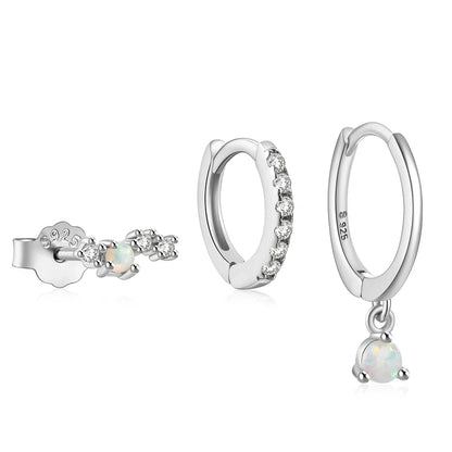 CANNER Set Double Layer Smooth Classic Hoop Earrings For Women 925 Sterling Silver Ins Flower Color Zircon Earrings Fine Jewelry