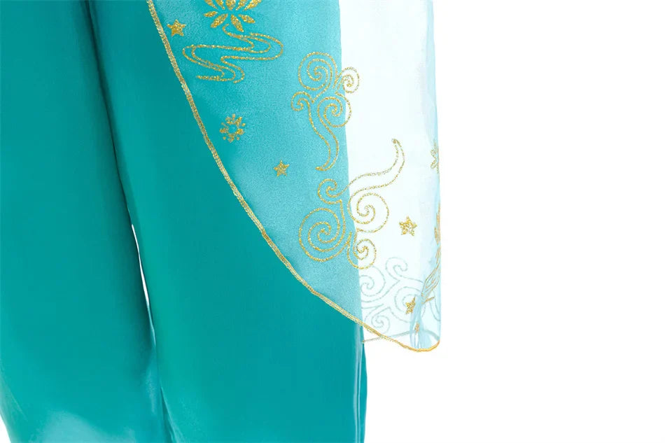 Aladdin Princess Girl Dress Jasmine Two-piece Set Kids Film Role Play Costume Halloween Party Clothes Children Birthday Gift