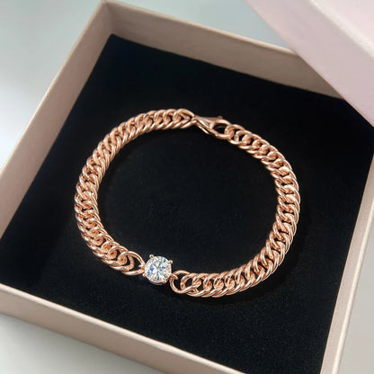 6.5mm Round Moissanite Bracelet for Women Men 100% S925 Sterling Silver Plated 18K Gold Party Fine Jewelry Gift