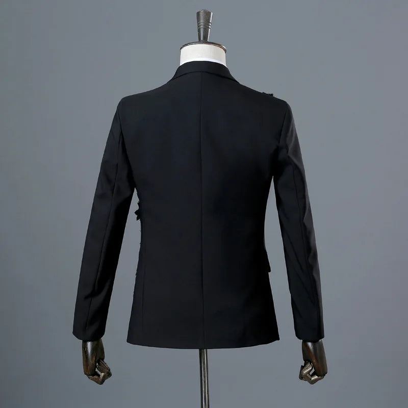 Stylish Stage Performance Men's Singer Nightclub Barbecue Suit Floral Embroidery Three-dimensional Double-sided Jacket