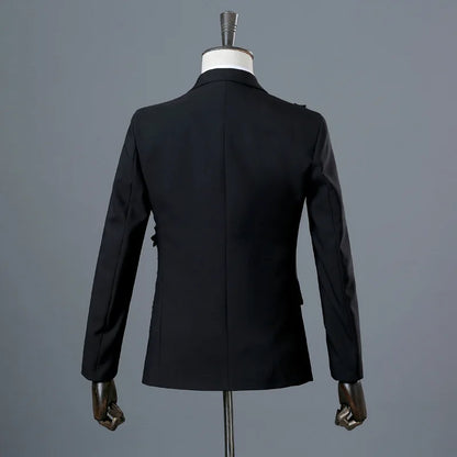 Stylish Stage Performance Men's Singer Nightclub Barbecue Suit Floral Embroidery Three-dimensional Double-sided Jacket