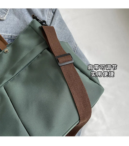 Stylish Nylon Women's Tote Bag Shoulder Handbag with Large Capacity And Two Pockets for Commuting