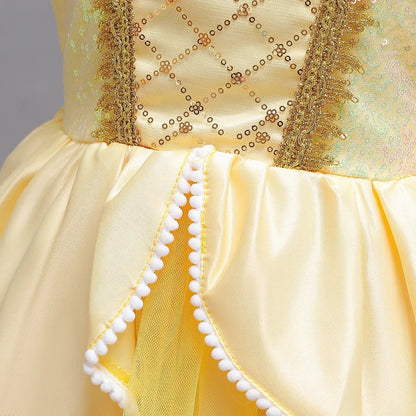 Cinderella Princess Ball Gown Fancy Birthday Rapunzel Belle Vestidos Party Dress Girls Costume Carnival Elegant Clothes
