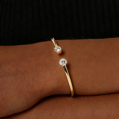 2-Stone 5mm Moissanite Bangles 100%S925 Silver Plated 18K Gold Diamond Bracelet for Women Party Gift Jewelry GRA Certified