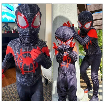 2026 For Kids Hot Toys Anime Spiderman Costume Mask Cosplay Spider Man Miles Morales Jumpsuit Bodysuit Halloween Costumes