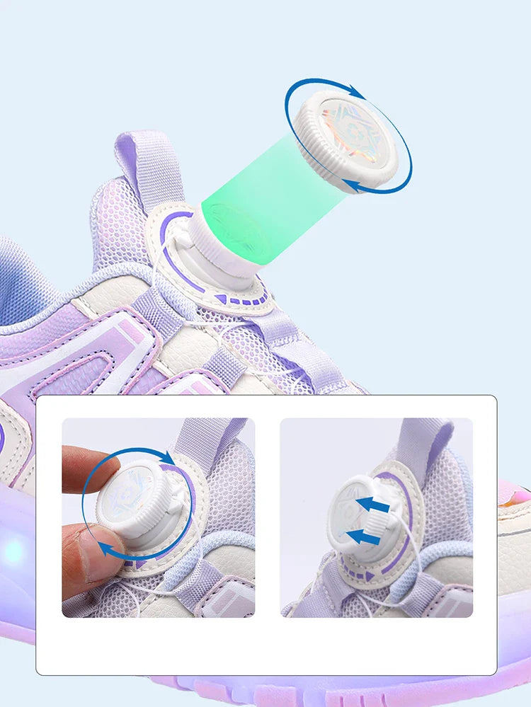 Boys Girls Roller Shoes Pink Blue Four Wheels Luminous Glowing Kids Outdoor Sport Casual Shoes USB Children Led Sneakers Shoes