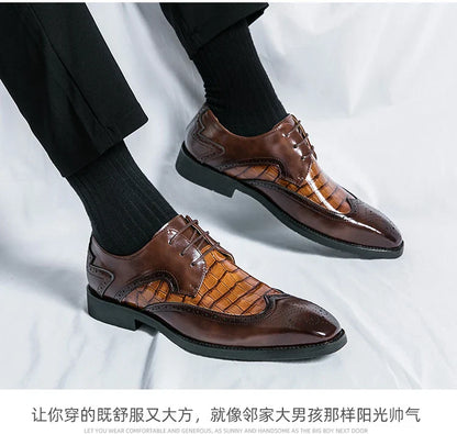 Brock British Korean version high-end suit shoes wedding small leather shoes men's business formal wear trendy men's shoes