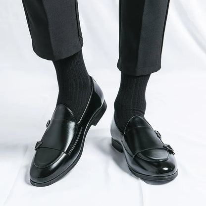 Man Leather Shoes Formal Monk Man Business Office Male Casual Dress Derby Shoes Buckle Wedding Party Luxury Botas Para Hombre