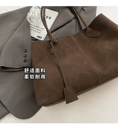 Faux Suede Solid Color High Quality Fashionable Versatile Handbag 2025 Women's Product Hot Selling  Large Capacity Shoulder Bag