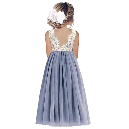 Vestido de Festa Princesa Renda para Menina Bebê Crianças Vestidos de Aniversário de Casamento de Verão Roupa Infantil 2 4 6 8 10 12 14