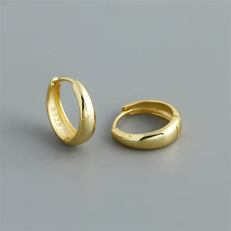 925 Sterling Silver Simple Statement Matte Large Huggies Hoop Earrings for Men Women Fine Gothic Punk Charms S925 Jewelry