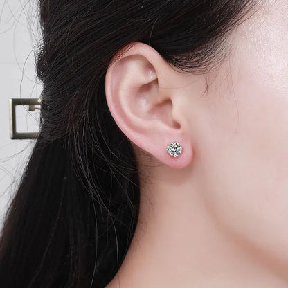 Real 0.2-3CT D Color Moissanite Stud Earrings For Women Party 4 Prong S925 Silver 0.1CT 3mm Pass Diamond Test Earring Gift