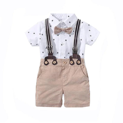 Kid Boy Formal Birthday Outfit Suit Toddler Gentleman Wedding Striped Vest Shirt 1-6 Years Baby Pants Boys Ceremony Outerwear