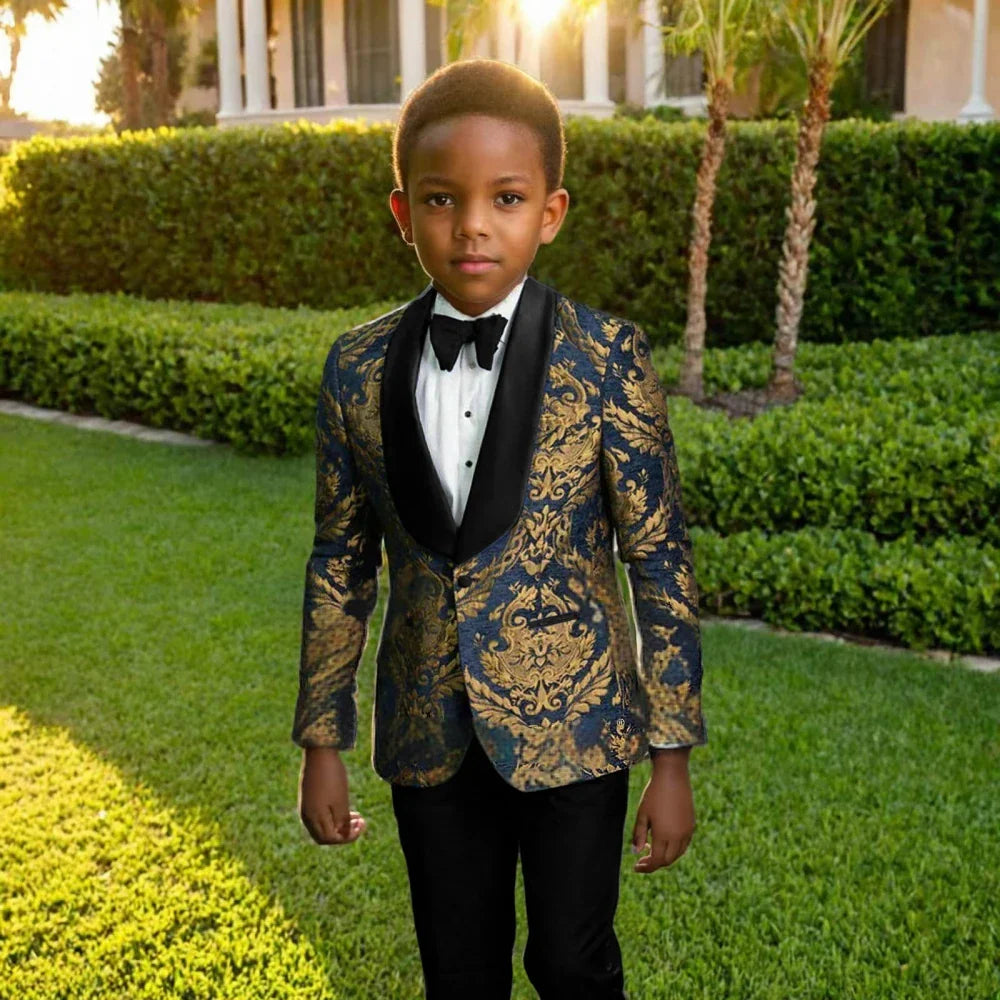 Formal Boys Suits 3 Pieces For Birthday Party Classic Handsome Shawl Neck Children Tuxedo 3-14Y Wedding Ring Bearer Outfit
