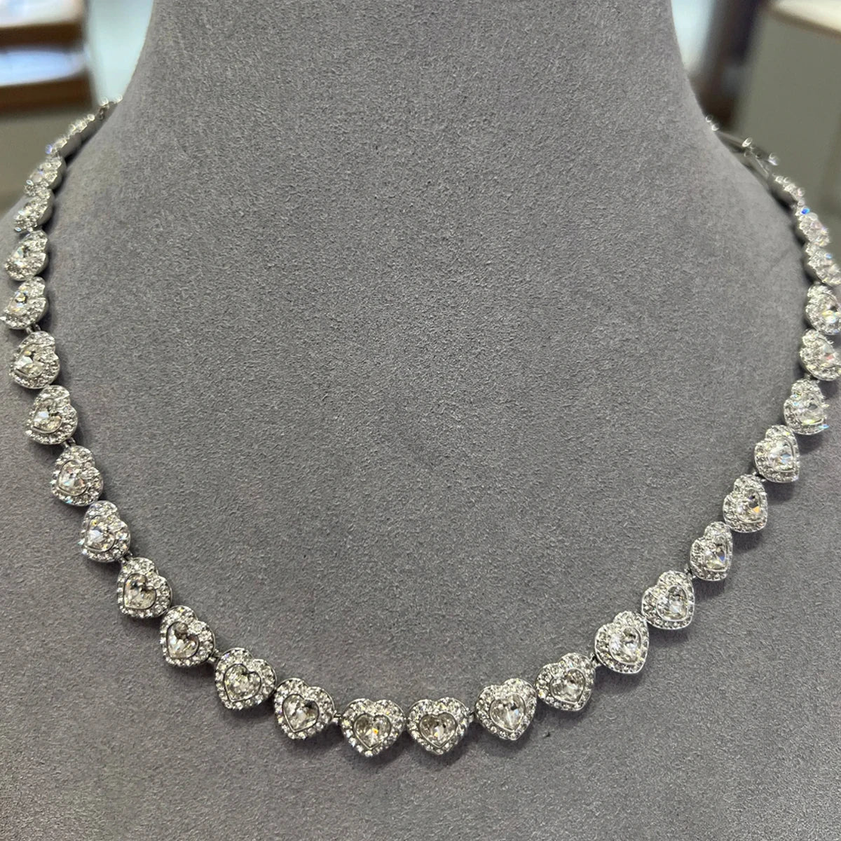 2025 New Trend Fine Wedding Jewelry Set Charm Silver Heart shaped Crystal Luxury Pearl Necklace Earrings Romantic Gift for Women