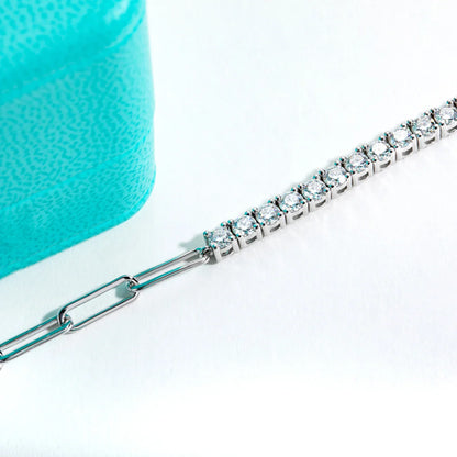 3mm Moissanite Tennis Bracelet On Hand 925 Sterling Silver Lab Created Diamond 16+4cm Adjustable Bracelets For Woman