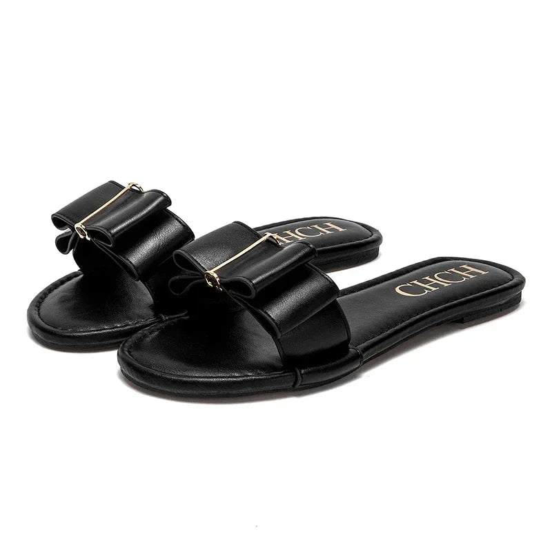 Women's Flat Shoes  New Summer Bow Casual Slippers Black Commuting Woman Shoes