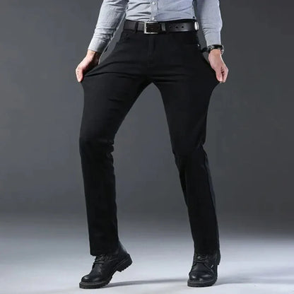 Wthinlee Business Men Jeans Casual Straight Stretch Fashion Classic Blue Black Work Denim Trousers Spring Summer Brand Clothing