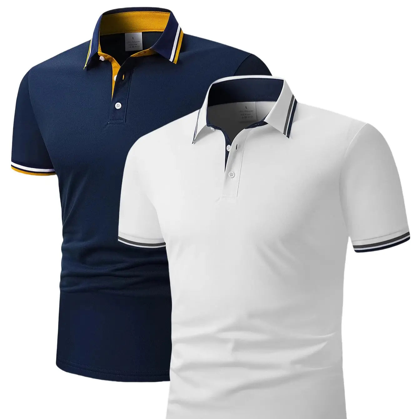 2pcs Men's Short-Sleeve Shirts with Contrast Collars - Lightweight Polyester, Pastel Blue & Pink, Turn- Collar, Button Closure,