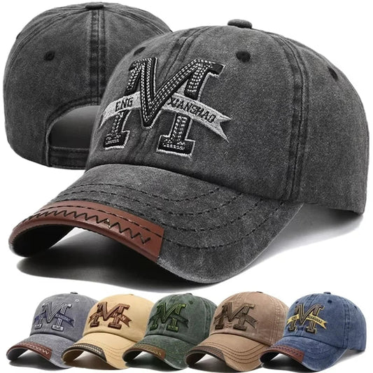 Baseball Cap M Letter Embroidery Dad Hat Women Men Outdoor Washed Cotton Cap