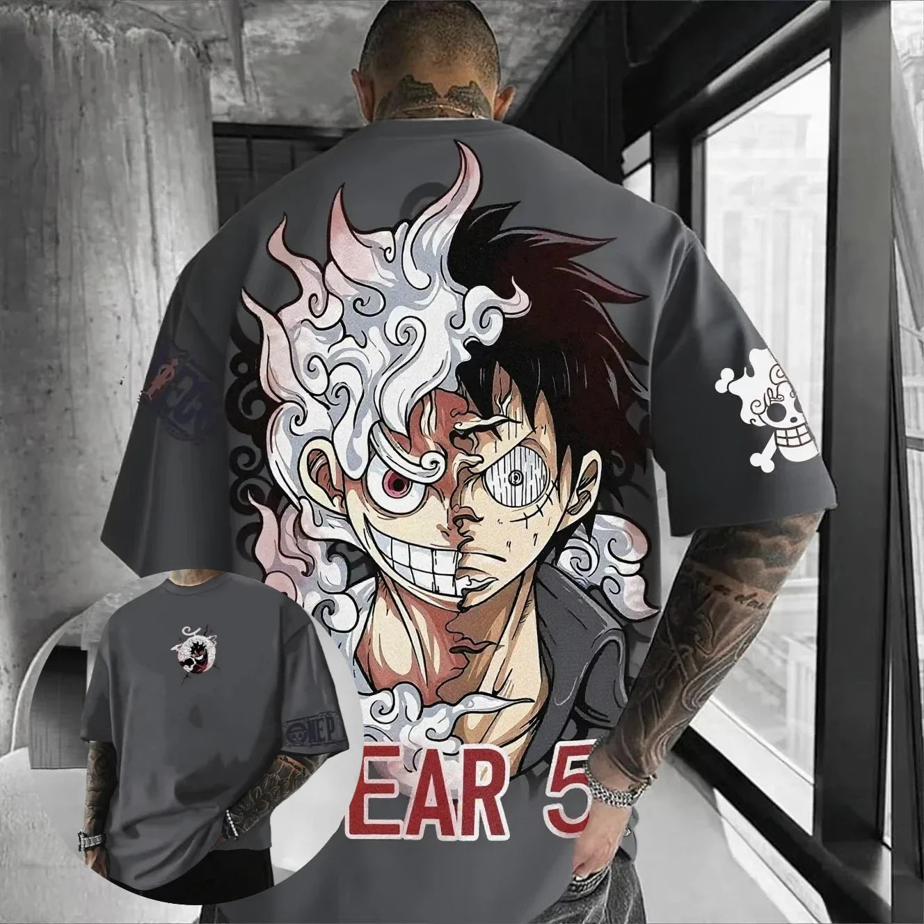 One Piece Luffy Men's T-Shirt Graphic Tee Anime Print Short Sleeve Tee Summer New Oversized Streetwear Anime Cosplay Y2k Clothes