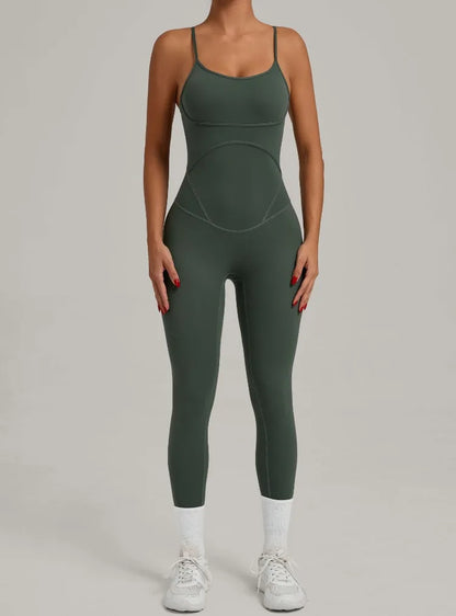 Women Sports Fitness Jumpsuit Cross Open Back Adjustable Shoulder Strap Hip Lift Tight Slim Fit Yoga Set Gym Running Sports Kit