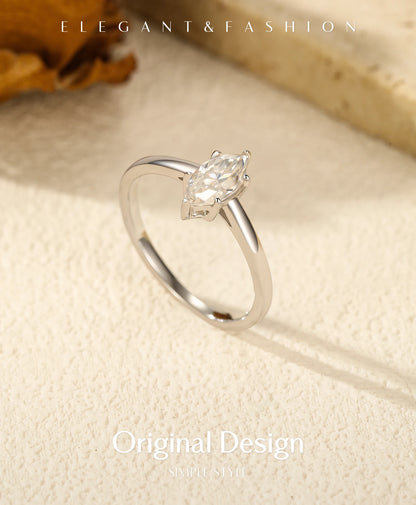 D Color Marquise Cut Rhombic Moissanite 925 Sterling Silver Luxury  Band Rings For Women Wedding Fine Jewelry Gifts