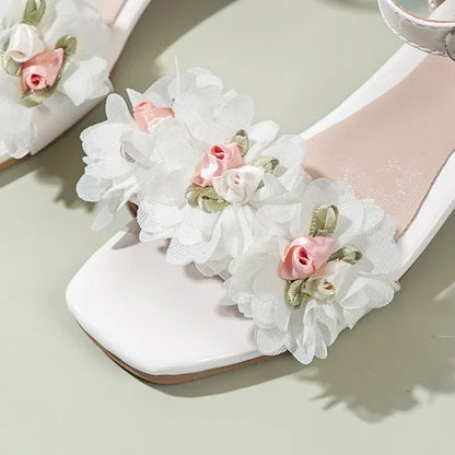 2026 Summer Kids Elegant Sandals New Sequins Girls Catwalk Shoes for Wedding Party Fashion Flower Children's Princess High Heels