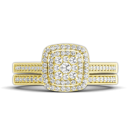 2pcs 14k Gold Filled Rings Set Moissanite Diamonds Certified Wedding Jewelry For Women Waterproof Bride Gift Non Tarnish