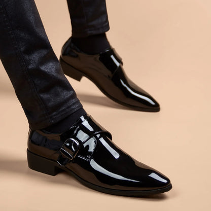 Men's Leather Shoes Business Formal Korean Trend Painted Leather British Casual Suit Sharp Head Wedding Support Rubber Sole