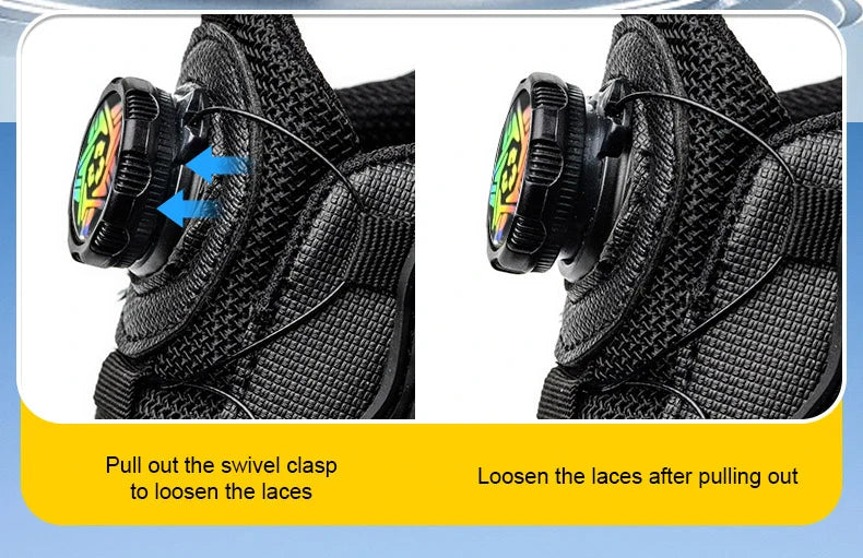 Men Safety Shoes Steel Toe Sneakers Rotated Buckle Puncture Proof Work Safety Boots Man Air Cushion Warehouse Work Shoes