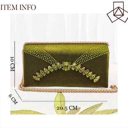 2026 Italian Inspired Olive Rhinestone HAND CRAFTED UPPER Pointed Toe Women High Heels Shoes and Bag Set Elegant Party Shoes