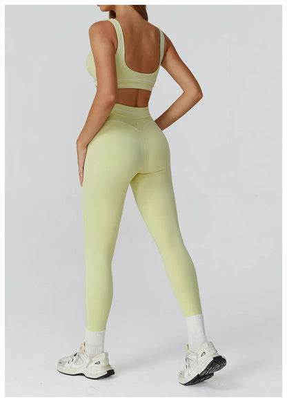 Nylon Yoga Set Women's Tracksuit Gym Push Up Set Woman 2 Pieces Leggings Sports Bra Breathable Sportwear Woman Clothes