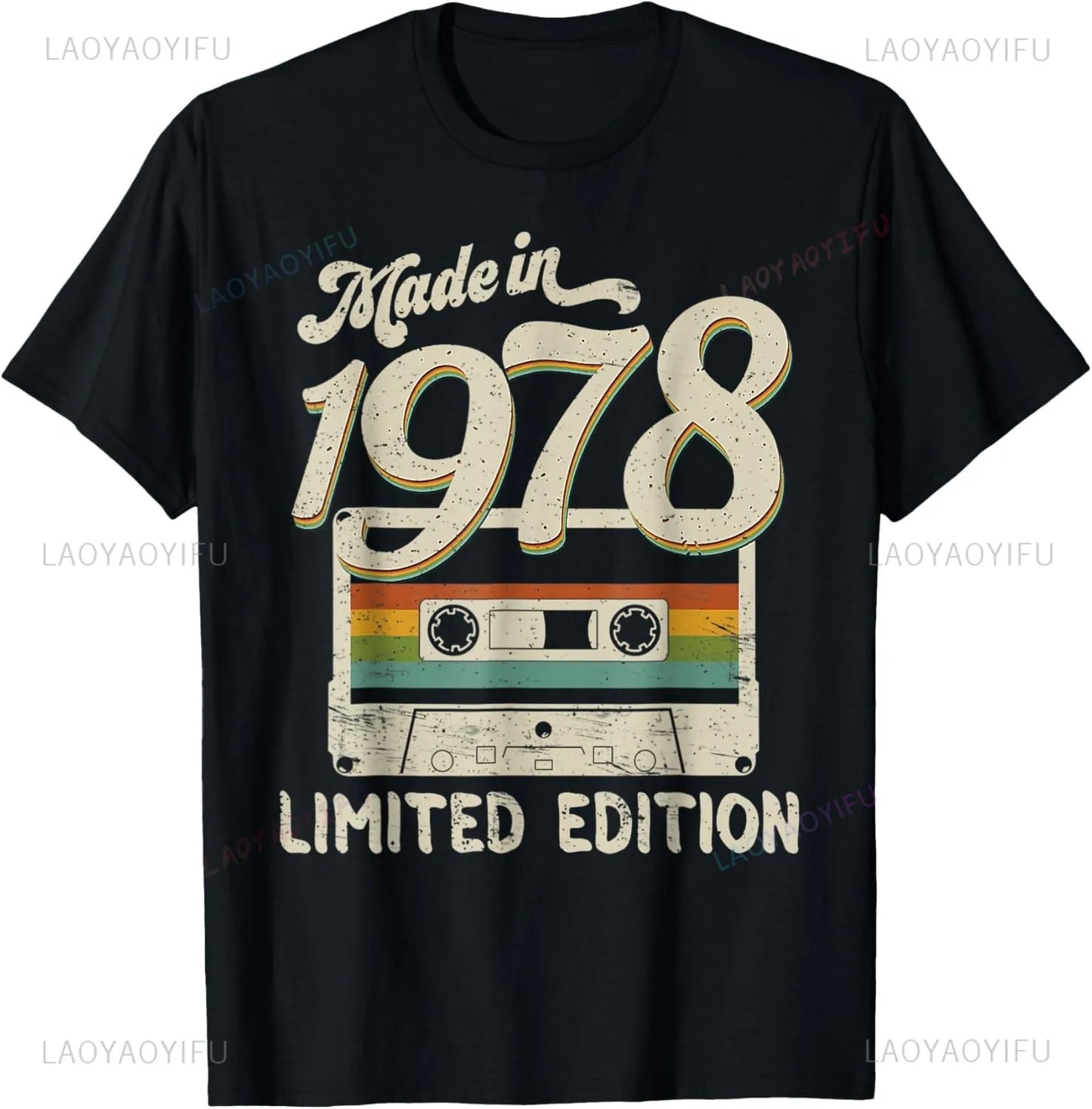 Vintage 1978 Limited Edition Birthday 1978 Men Women Vintage T-Shirt Casual Streetwear Short Sleeve Printed T-shirt