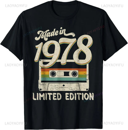 Vintage 1978 Limited Edition Birthday 1978 Men Women Vintage T-Shirt Casual Streetwear Short Sleeve Printed T-shirt