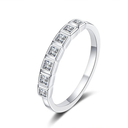 All Princess Cut Moissanite Ring for Women 925 Sterling Silver Rings with White Gold Plated Wedding Proposal Promise Band