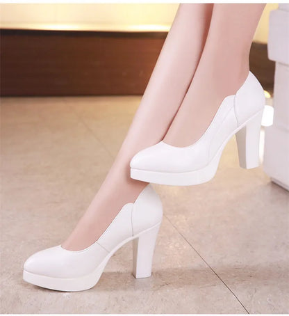 Small Size 32-43 Shallow Red Silver White Wedding Shoes Women Spring 2025 Thick Platform Pumps Woman High Heels for Office