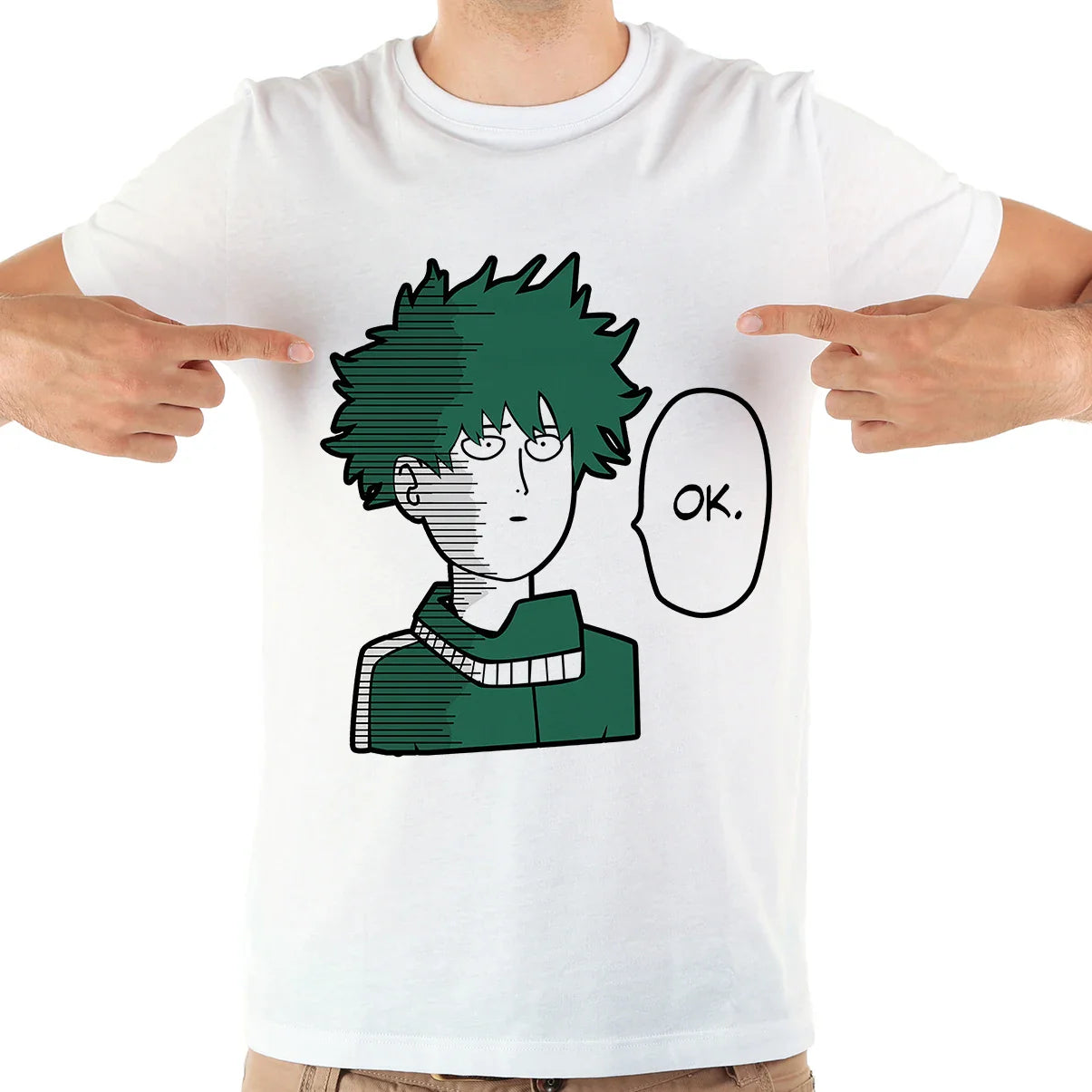 one punch Hero,Saitama,OK MAN,Funny Anime Tshirt ,Men White Casual Short Sleeve T-Shirt,Unisex Streetwear,manga Tee