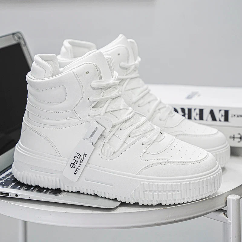 Novos Tênis Masculinos da Moda Confortáveis Macios Antiderrapantes Sola Resistente ao Desgaste Sapatos Casuais Masculinos Botas de Tornozelo Skate de Inverno Preppy